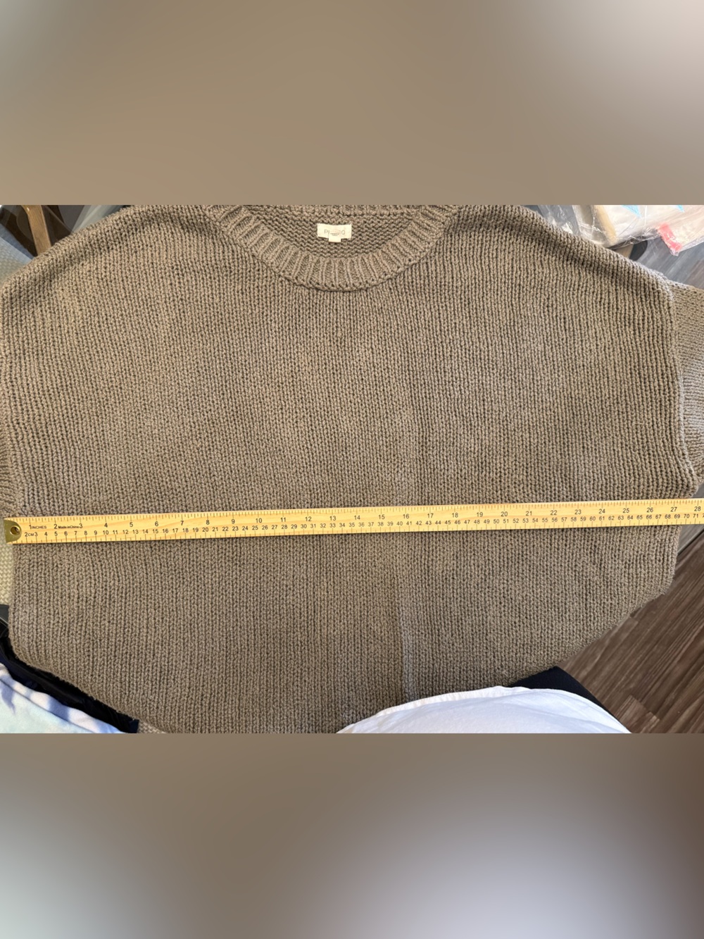 Pilcro Relaxed Crewneck Sweater in Taupe - Picture 10 of 11